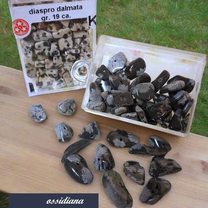 diaspro dalmata ossidiana chips frammenti schegge pietre dure e semipreziose creare bigiotteria collane bijoux perline bomboniere