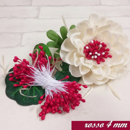 rossi natalizi pistilli fiori finti artificiali hobbistica bomboniere fatti di perle colorate accessori stami uso hobby fai da te composizioni natalizie biedermeier centrotavola fioristi