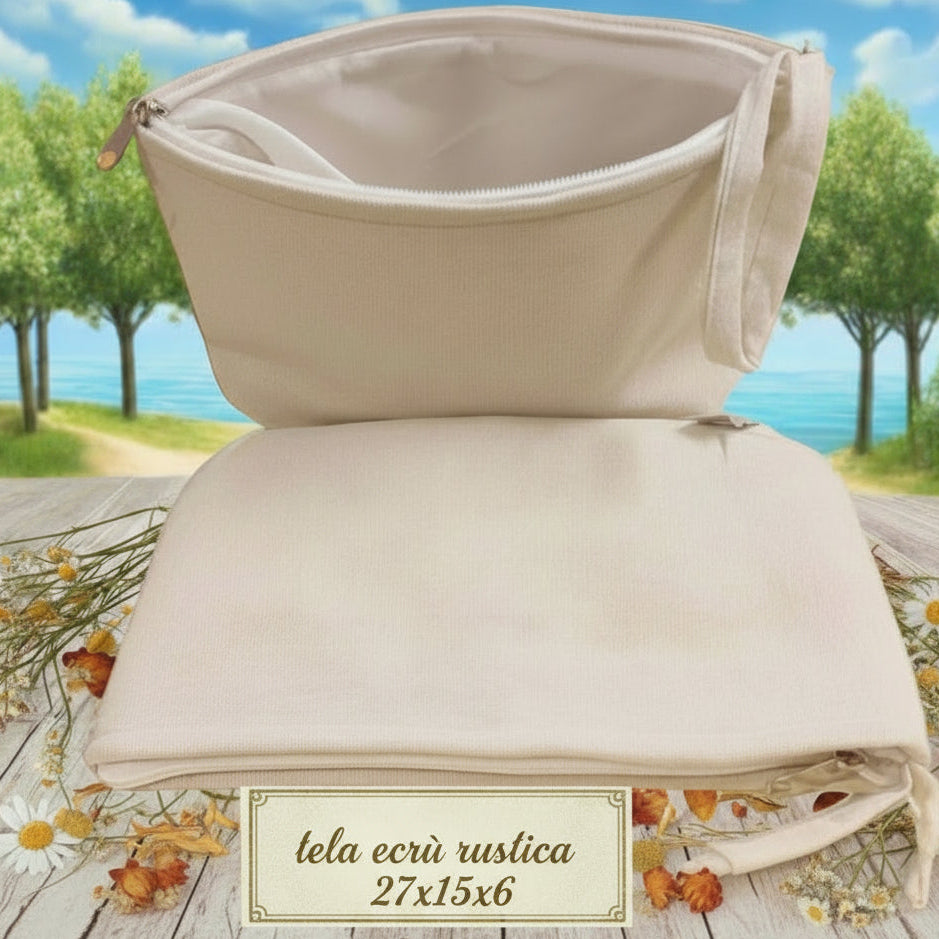 interno sacchetto con cerniera bustina pochette tela bianca simil-juta 27 x 15 x 6 cm stafil per borsa uncinetto da rivestire con filato cotone granny mattonelle o personalizzare scritte ricamo stampato applicazioni tessuto stoffa termoadesive strass