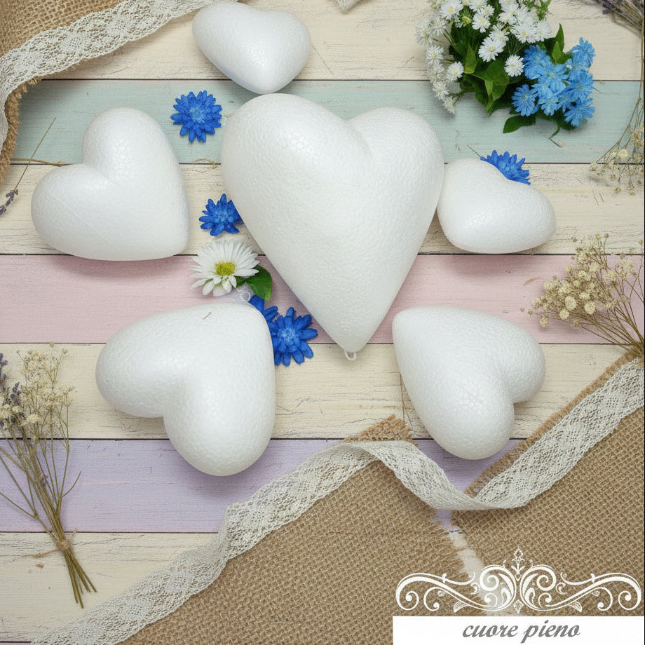 cuori polistirolo 5 - 8 cm da colorare dipingere decorare rivestire per San Valentino festa della mamma matrimonio creare animaletti lavoretti bambini