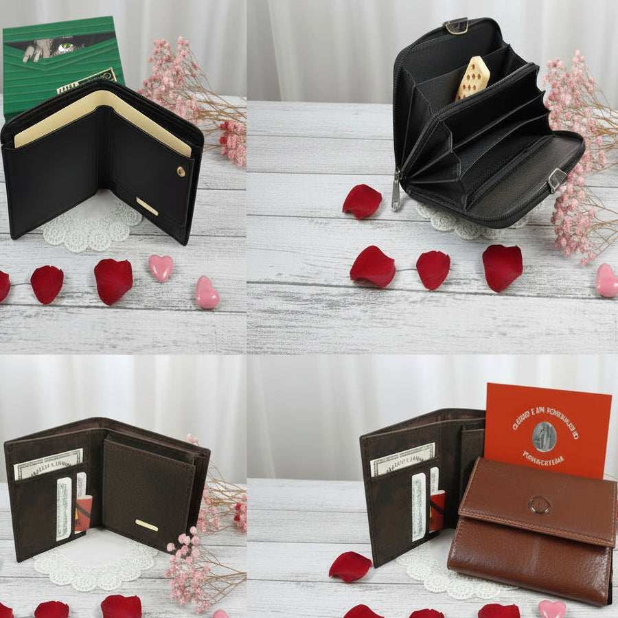 colore nero tinta cuoio marrone scuro fantasia ecopelle portafoglio donna portafortuna con scomparti portacarte borsellino portadocumenti classico idea regalo