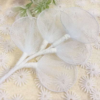 rametto mazzolino pick da 5 foglie racchette portaconfetti gambo stelo tulle ferretto fai da te segnaposto fiori di confetti uso confettata confezione bomboniere scatole