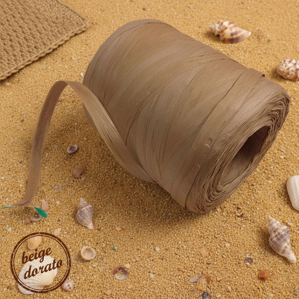 tinte coloniali colore beige dorato rafia vegetale naturale cellulosa uso uncinetto lavori maglia intreccio cestini tappeti borse spiaggia mare piscina estive abbigliamento moda