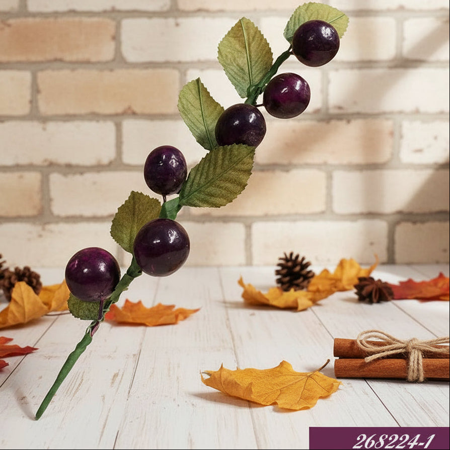 frutti bacche viola prugne ramo frutta artificiale finta decorativa natalizia vetrine casa composizioni pasquali floreali fai da te centrotavola addobbi Natale