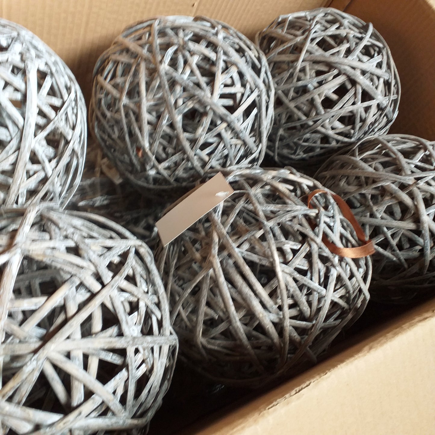 cartone di imballaggio 20 cm sfera grande palla globo mappamondo vimini rattan vite viticcio shabby rustico marrone uso decorare albero Natale fai da te fuoriporta composizioni centrotavola vetrinistica green packaging regalo