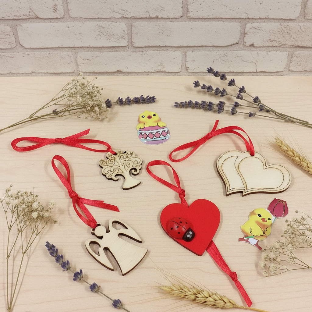 simboli pulcini fiori pasquali ovetti sticker personalizzazione tag legno applicazioni legnetti confezionati come gadget ricordino segnaposto bomboniera artigianale bustina tipo sacchetto del pane