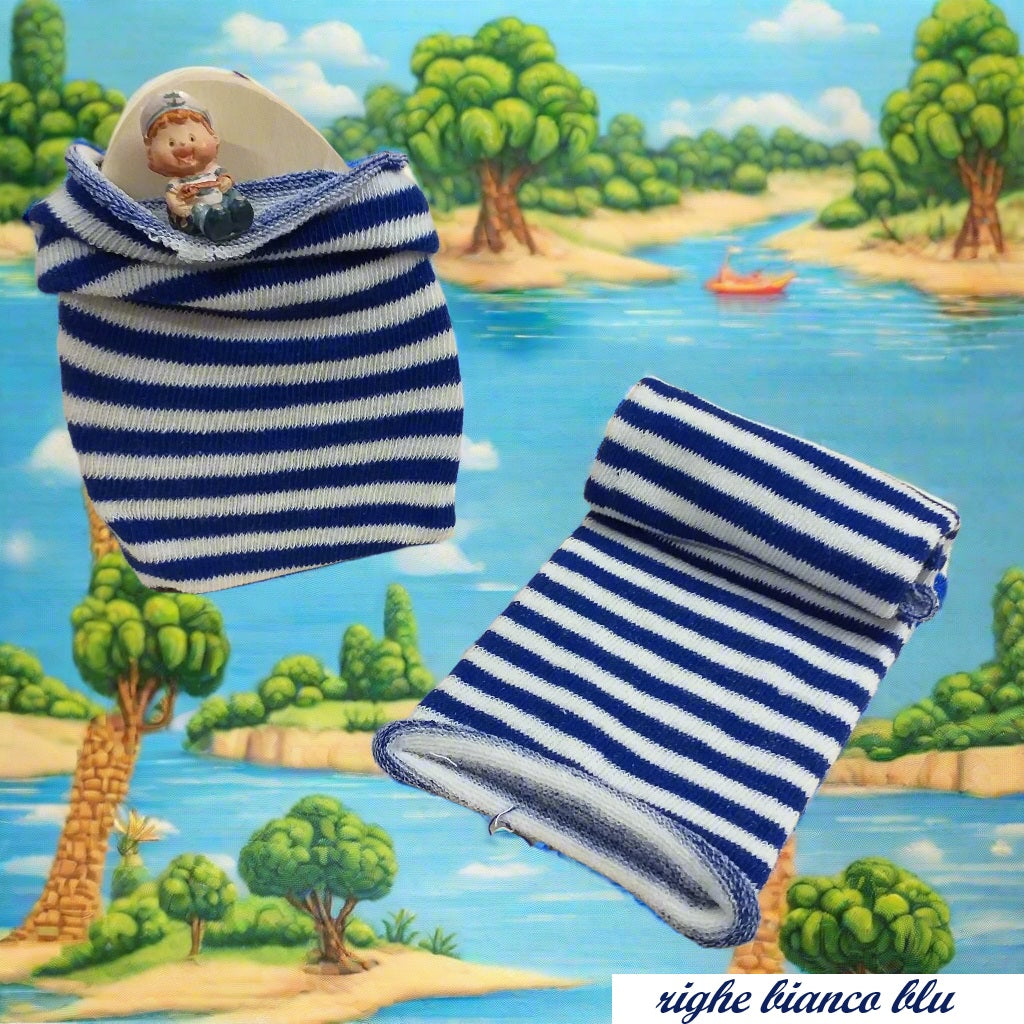 stile marinaio righe blu bianco tubolari elastici maglina stretch tessuti uso hobbistica cucito creativo arte artigianato di bambole pupazzi gnomi folletti decorazioni pasquali natalizi rivestire uova palline