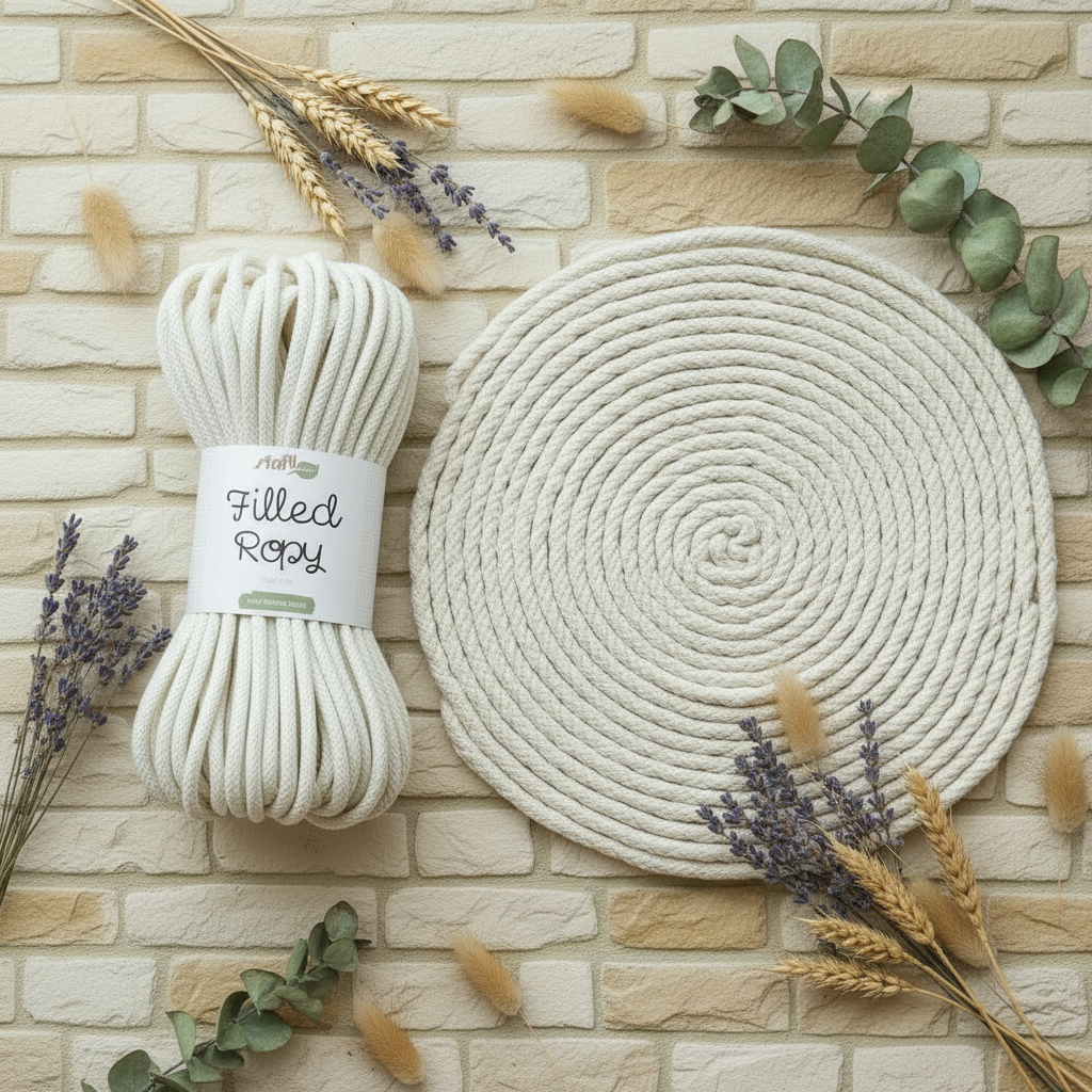 come creare sottopiatto di corda macramè filled ropy stafil simil-bobbiny intrecciata 5 mm uso tessitura intreccio uncinetto borse e arredo casa tappeti cuscini
