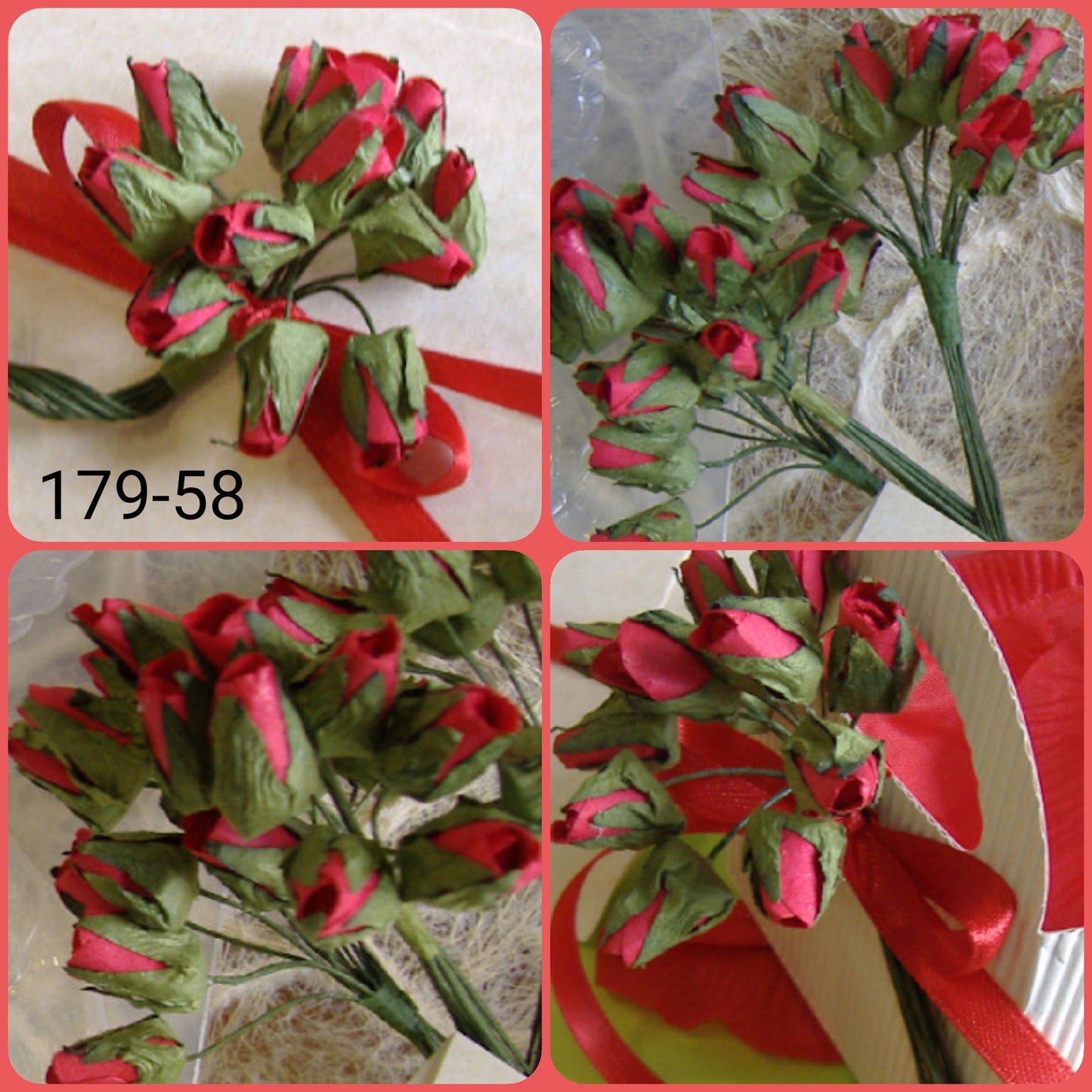 idee creare applicazioni addobbi Natale packaging fiori bomboniere fai da te rose rosse e roselline boccioli con stelo gambo di ferro per composizioni floreali pasquali uso hobbistica confezioni chiudi pacco regali natalizi acconciature