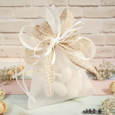 Sacchetti bomboniere juta/organza rustici per matrimonio e Comunione