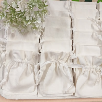 shop bustina economica nastrino tirante 9 x 12 cm di cotone sacchetto bianco tela per confetti bomboniera tessuto uso portaconfetti portalavanda con nastrino portariso sposi matrimonio prima comunione
