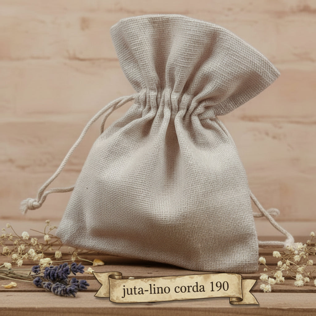 sacchettino juta lino beige corda tirante portaconfetti bomboniere fai da te e confettata matrimonio Comunione Cresima uso packaging chicchi caffè enogastronomia semi piantine lavanda fiori secchi profumati profumatore armadio