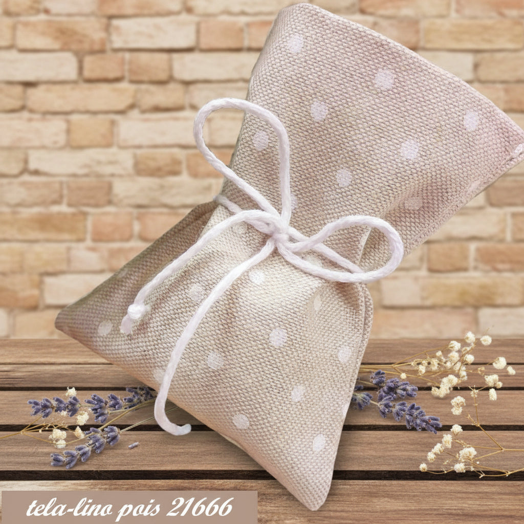 sacchettino tela grezza lino beige ecrù corda portaconfetti bomboniere fai da te e confettata matrimonio Comunione Cresima uso packaging chicchi caffè enogastronomia semi piantine lavanda