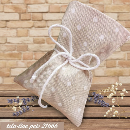 sacchettino tela grezza lino beige ecrù corda portaconfetti bomboniere fai da te e confettata matrimonio Comunione Cresima uso packaging chicchi caffè enogastronomia semi piantine lavanda