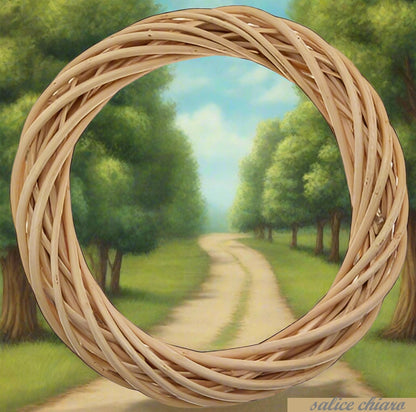 colore naturale chiaro cerchio anello ghirlanda di vimini rattan salice ad uso fai da te coroncine pasquali fuoriporta natalizi shabby chic