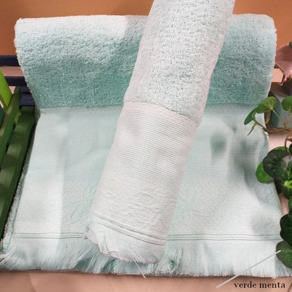 verde menta set mani ospite asciugamani colorati di spugna cotone tela Aida da ricamare a punto croce per idee regalo bagno salviette frange