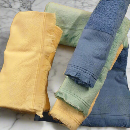 giallo vaniglia verde menta blu cielo asciugamani colorati in spugna di cotone e tela Aida frange stafil da ricamare a punto croce salviette articoli per il bagno mani e ospite