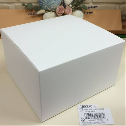 17 x 17 x 10 cm kit costruire con cartoncino Scotton stile-fibra scatole bianche basse quadrate pieghevoli uso packaging confezionamento oggetti bomboniere fai da te idee regalo