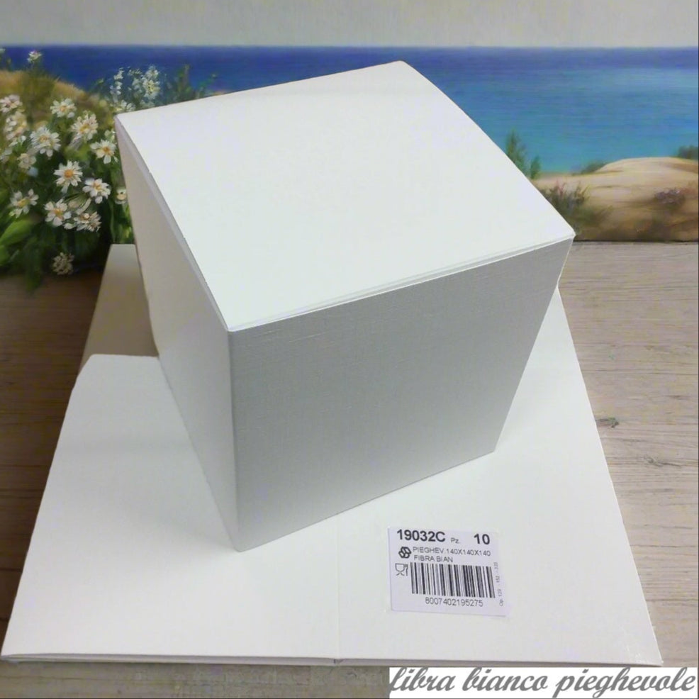 19032C scatole confezionare fai da te bomboniere grandi quadrate cartoncino bianco fibra Scotton 14 x 14 x 14 cm idea decorazione mughetti lilies of the valley margherite