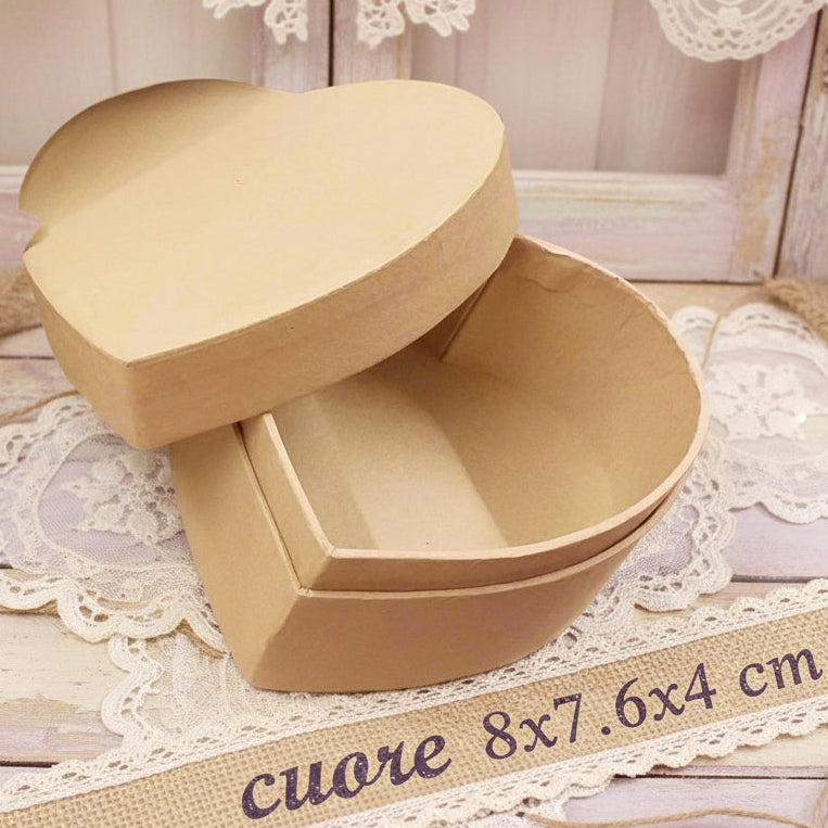 8 x 7.6 x 4 cm cuore forma piccole cappelliere scatole cartone per decorare decoupage scatoline confezionamento regali pasquali natalizi bomboniere packaging applicazioni tessuto festa della mamma ricamo