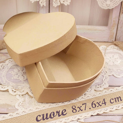 8 x 7.6 x 4 cm cuore forma piccole cappelliere scatole cartone per decorare decoupage scatoline confezionamento regali pasquali natalizi bomboniere packaging applicazioni tessuto festa della mamma ricamo