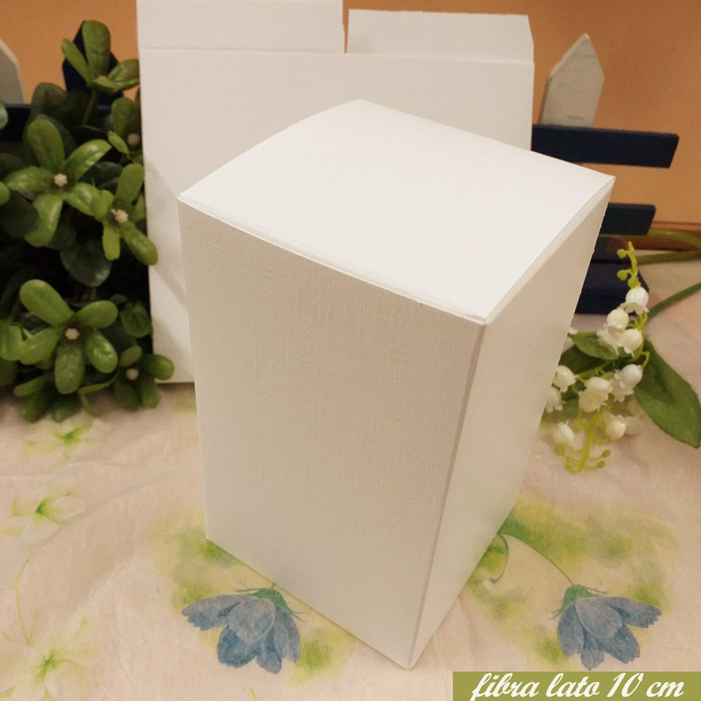 fibra Scotton lato 10 cm scatole bomboniere fai da te economiche cartone bianco matrimonio quadrate pieghevoli uso confezionare oggetti regali packaging confezionamento