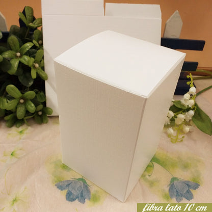fibra Scotton lato 10 cm scatole bomboniere fai da te economiche cartone bianco matrimonio quadrate pieghevoli uso confezionare oggetti regali packaging confezionamento