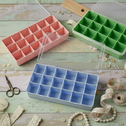 Crafts organization attrezzi bijoux scatole organizer contenitori vuoti porta perline 18 scomparti divisori per perline e materiali hobby bigiotteria cucito creativo valigetta di plastica trasparente acrilica plexiglass base colore rosa verde azzurro
