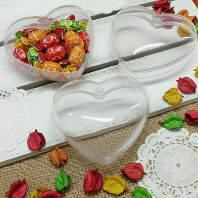 Cuori plastica plexiglass apribili trasparenti decoupage portaconfetti