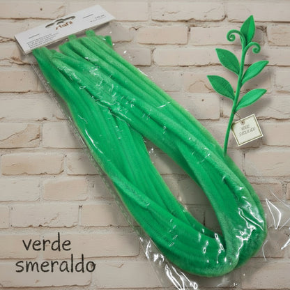 verde smeraldo filo di ciniglia scovolini verdi per steli gambi fiori e creare foglie lavoretti creativi decorativi per hobby ferretti modellabili bastoncini ferro animato metallo uso addobbi natalizi creazioni animaletti braccia bambole angioletti gnomi folletti