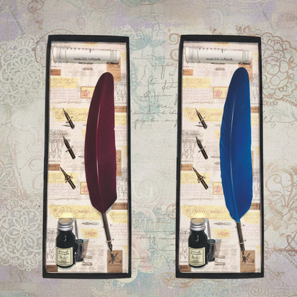 bordeaux e blu elettrico inchiostro stilografico colore-nero pennini di ricambio penna piuma set calligrafia astuccio box regalo idea bomboniera