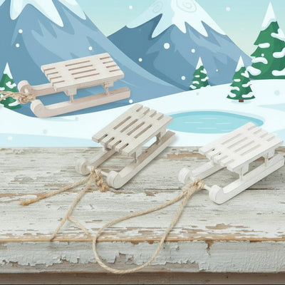 Mini slitta legno miniature decorative casa bambole giardino Natale