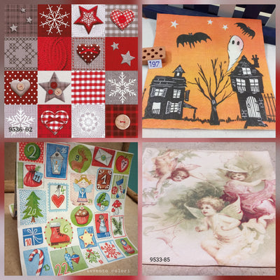 Tovaglioli di carta per decoupage: Halloween angeli kit disegni Natale