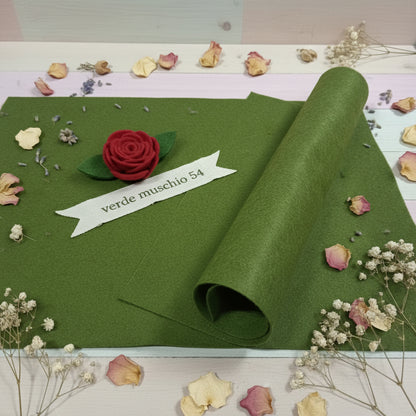 verde muschio 54 per fai da te composizioni foglie fiori Pasqua ghirlanda Natale feltro pannolenci 1 mm morbido sottile tinta unita uso cucito creativo addobbi decorazioni