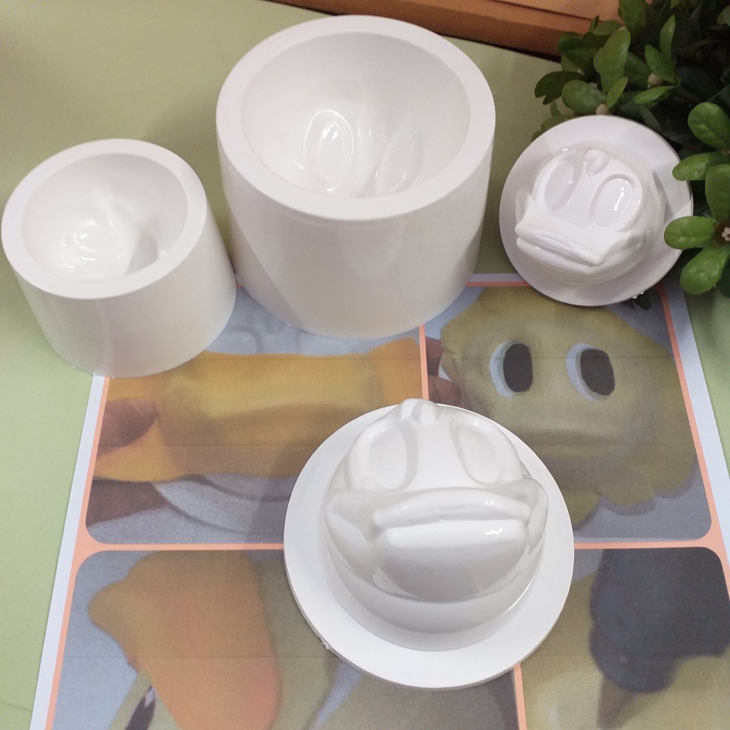 step by step progetto stampi fommy gomma crepla eva come creare faccia di Paperina pulcino anatra con formine due misure decorazioni Pasqua fiocchi nascita fai da te cake topper torte scenografiche