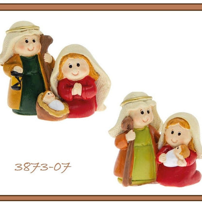 gruppo Natività Giuseppe Maria Gesù Bambino statuine Presepe miniatura ceramica di lavorazioni fatte a mano etnico moderno originale colorate rosso verde