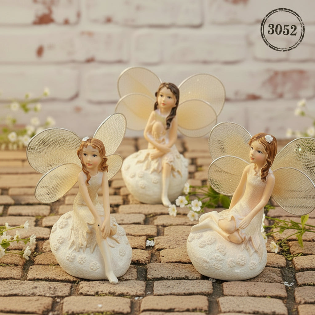 fatine elfetti bianchi fiori del bosco idea statuine personaggi bomboniere e collezione decorazioni hobbistica vetrinistica centrotavola con fiori ricordini sorprese pasquali