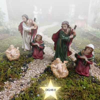 Natività Presepe 5-8 cm gruppo statuine resina Gesù Giuseppe Maria