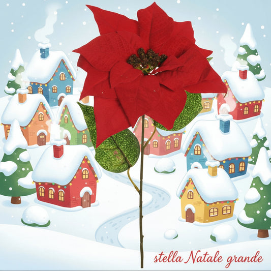 idea fai da te villaggio e albero di natale con punta fiore di stella finta artificiale stoffa rossa tessuto lavabile uso decorazioni casa negozio ufficio vetrina packaging confezioni regalo e composizioni fioristi