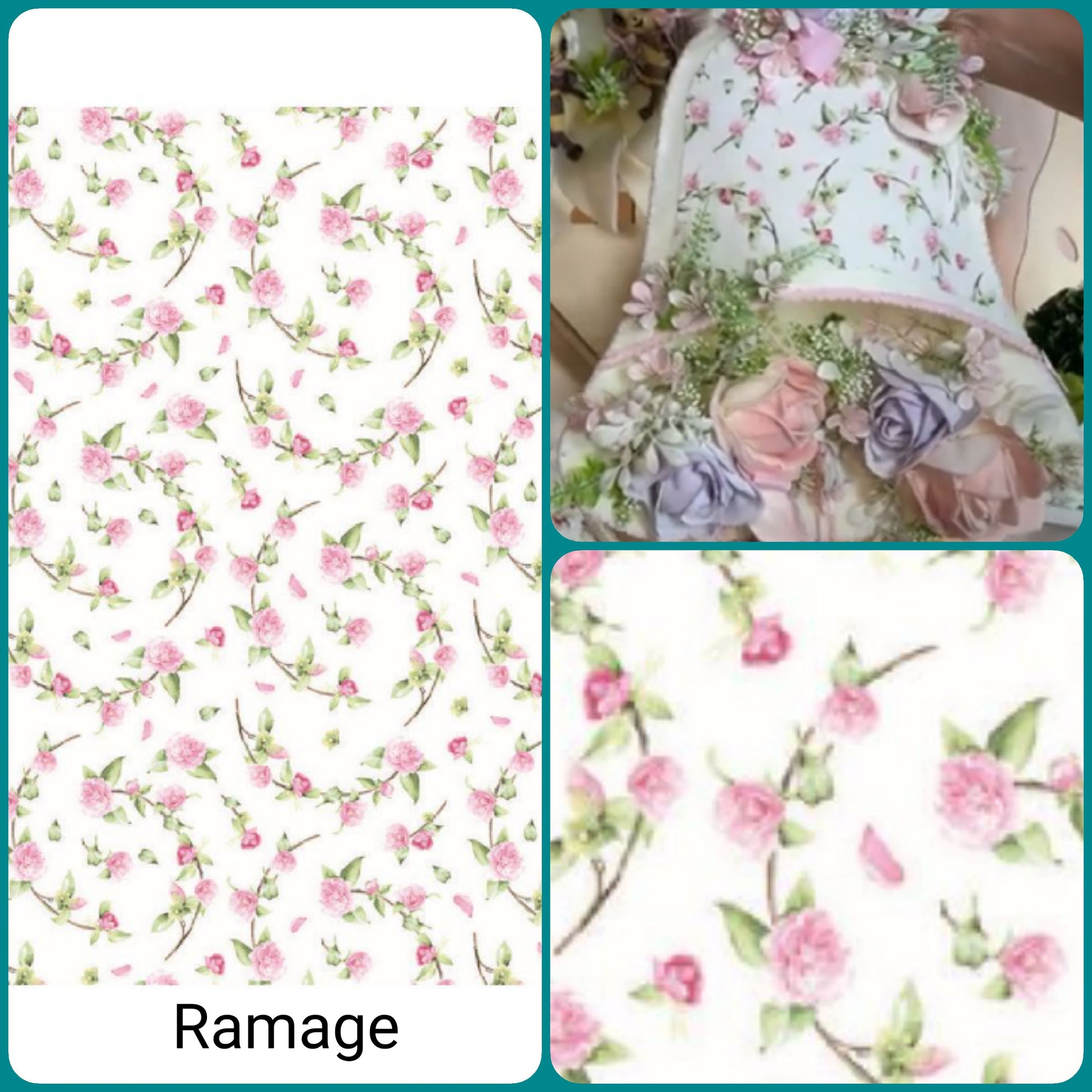 idea campana pasquale botanica ramage tessuto stampato elasticizzato a fiori e fiorellini rosa lilla arancio colori pasquali per fai da te fiori bambole di pezza stoffa vetrina negozio online materiali creativi Renkalik