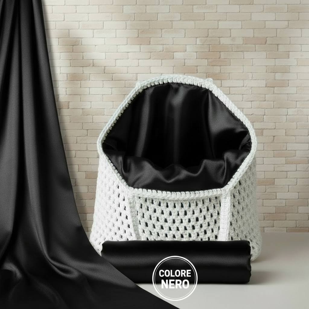 nero colori tessuto stoffa in raso poliestere lucido opaco per abbigliamento borse uncinetto sacchetto interno pochette a rete bianca