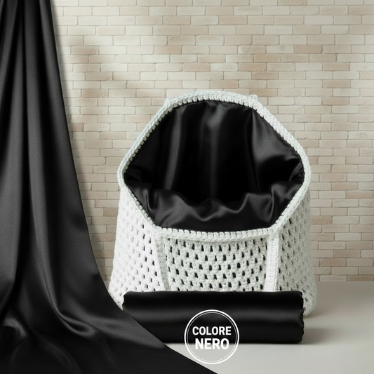 nero colori tessuto stoffa in raso poliestere lucido opaco per abbigliamento borse uncinetto sacchetto interno pochette a rete bianca