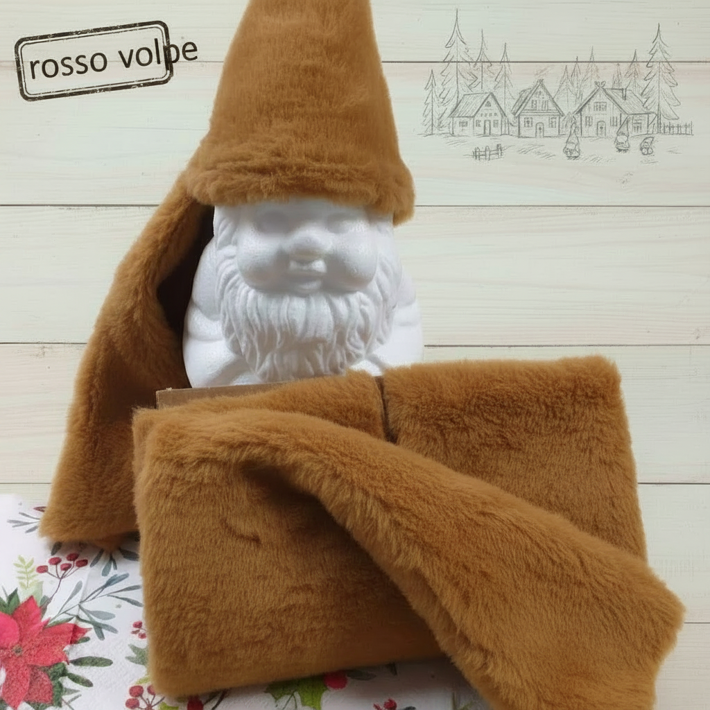 rosso volpe rotolo a metro tessuto peluche pelo corto peliccia ecologica sintetica stoffa uso cucito creativo pupazzi bambole di pezza Natale