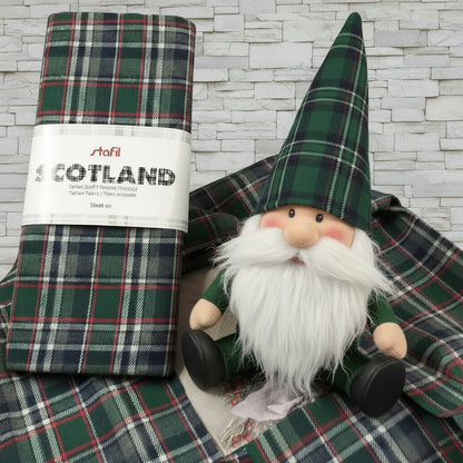 vetrina Scotland stafil verde rosso blu panno tessuto scozzese lana sintetica stoffa tartan a quadretti uso cucito cuscino Natale addobbi decorazioni fai da te hobbistica creativa gnomi streghetta befanella