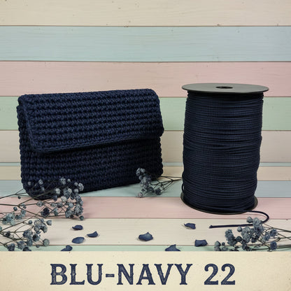 Stafil blu navy 22 rocca rotolo 400 grammi thai sintetico cordino borse uncinetto tripolino 3 mm cordoncino colori autunnali per progetti crochet bags amigurumi pochette borsette da sera