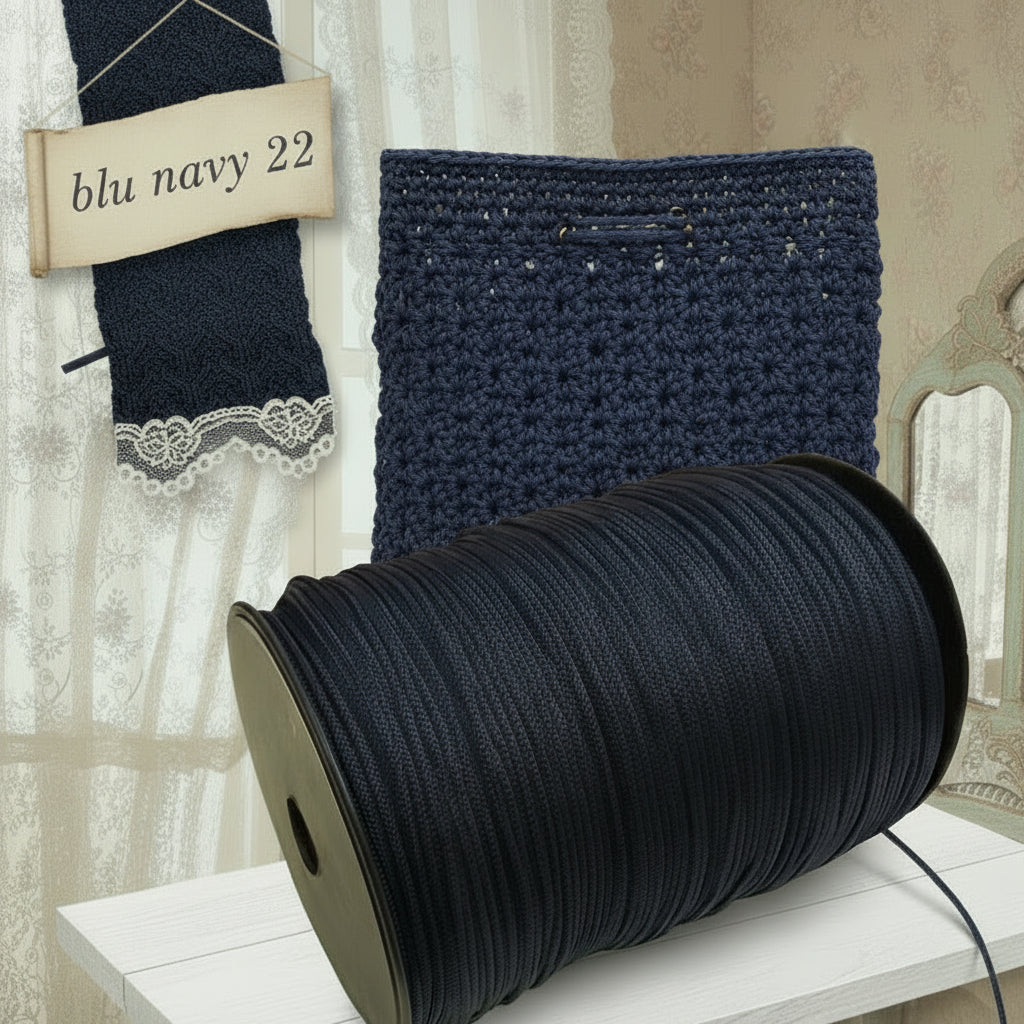 Stafil blu navy 22 rocca rotolo 400 grammi thai sintetico cordino borse uncinetto tripolino 3 mm cordoncino colori autunnali per progetti crochet bags amigurumi pochette borsette da sera