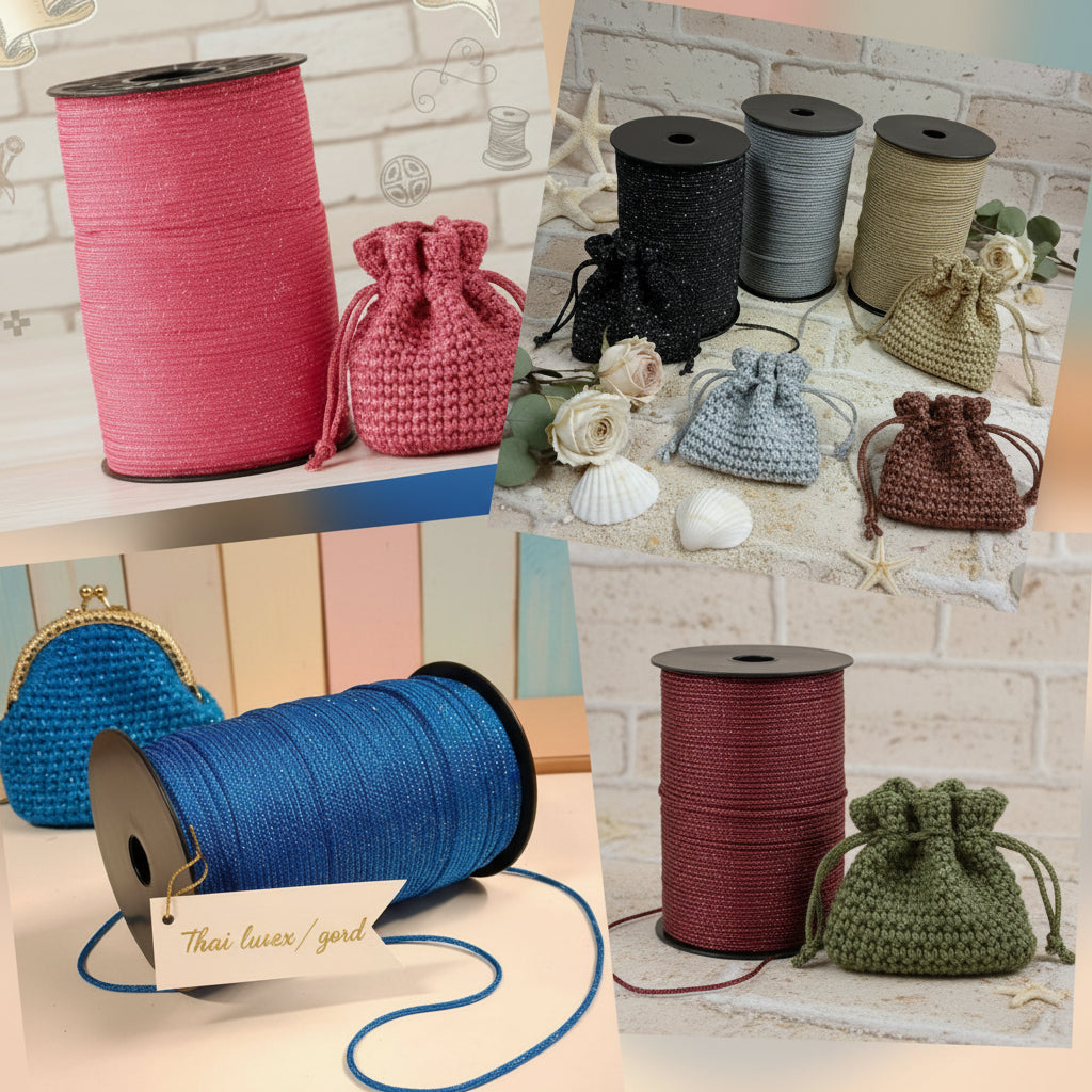 nero argento marrone oro turchese azzurro rosa fucsia crema esempio borsetta con catenella tripolino thai cordino lurex brillantinato lamè glitter per bijoux borse uncinetto progetti amigurumi crochet cordoncino bags luccicanti dorate clutch pochette sera cerimonia