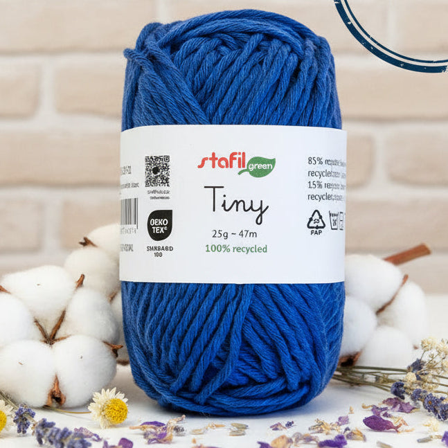 colore blu elettrico filato cotone riciclato Stafil tiny 25 grammi 47 metri di filo uso amigurumi animale bambola uncinetto 2.5/3.5
