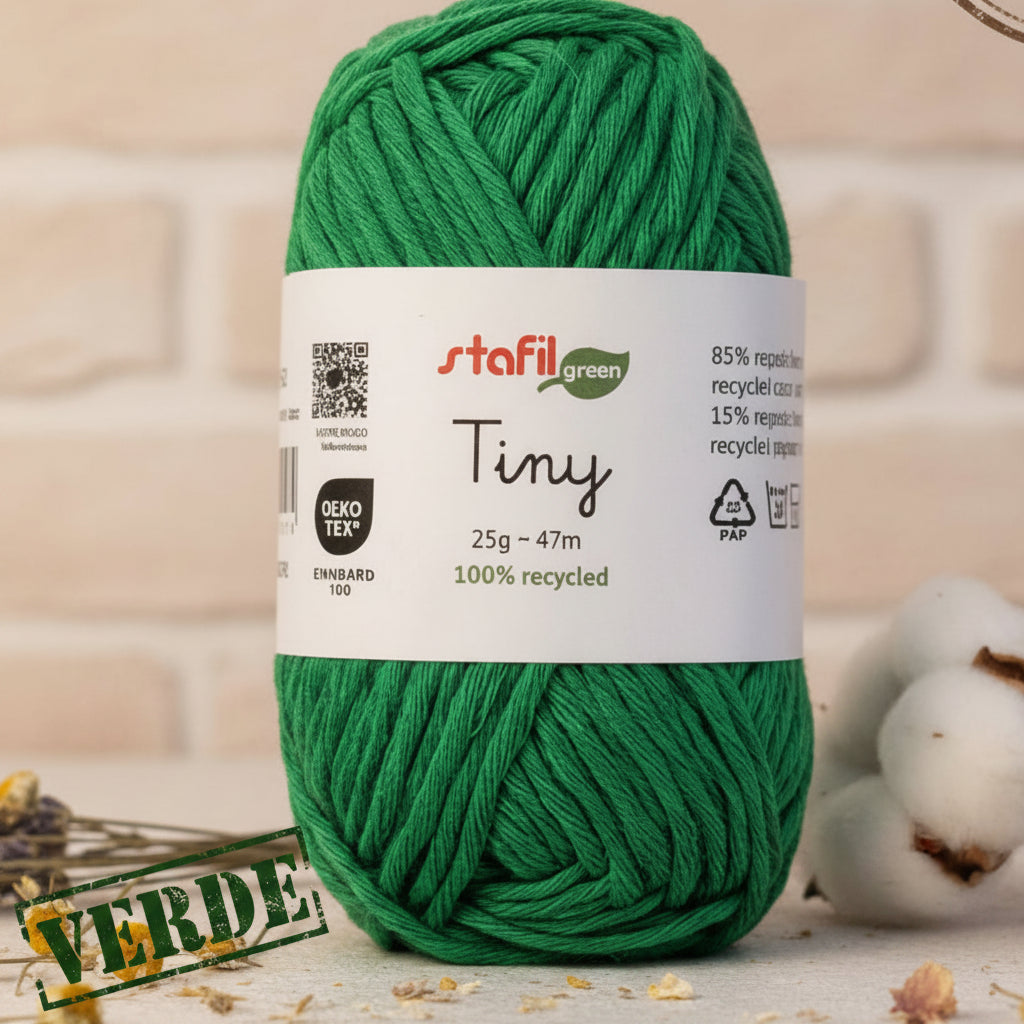 verde filato cotone riciclato Stafil tiny 25 grammi 47 metri di filo uso amigurumi animale bambola uncinetto 2.5/3.5