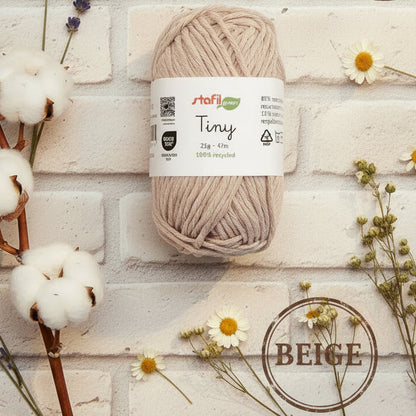 filato cotone riciclato Stafil tiny 25 grammi 47 metri di filo uso amigurumi animale bambola uncinetto 2.5/3.5 colore beige